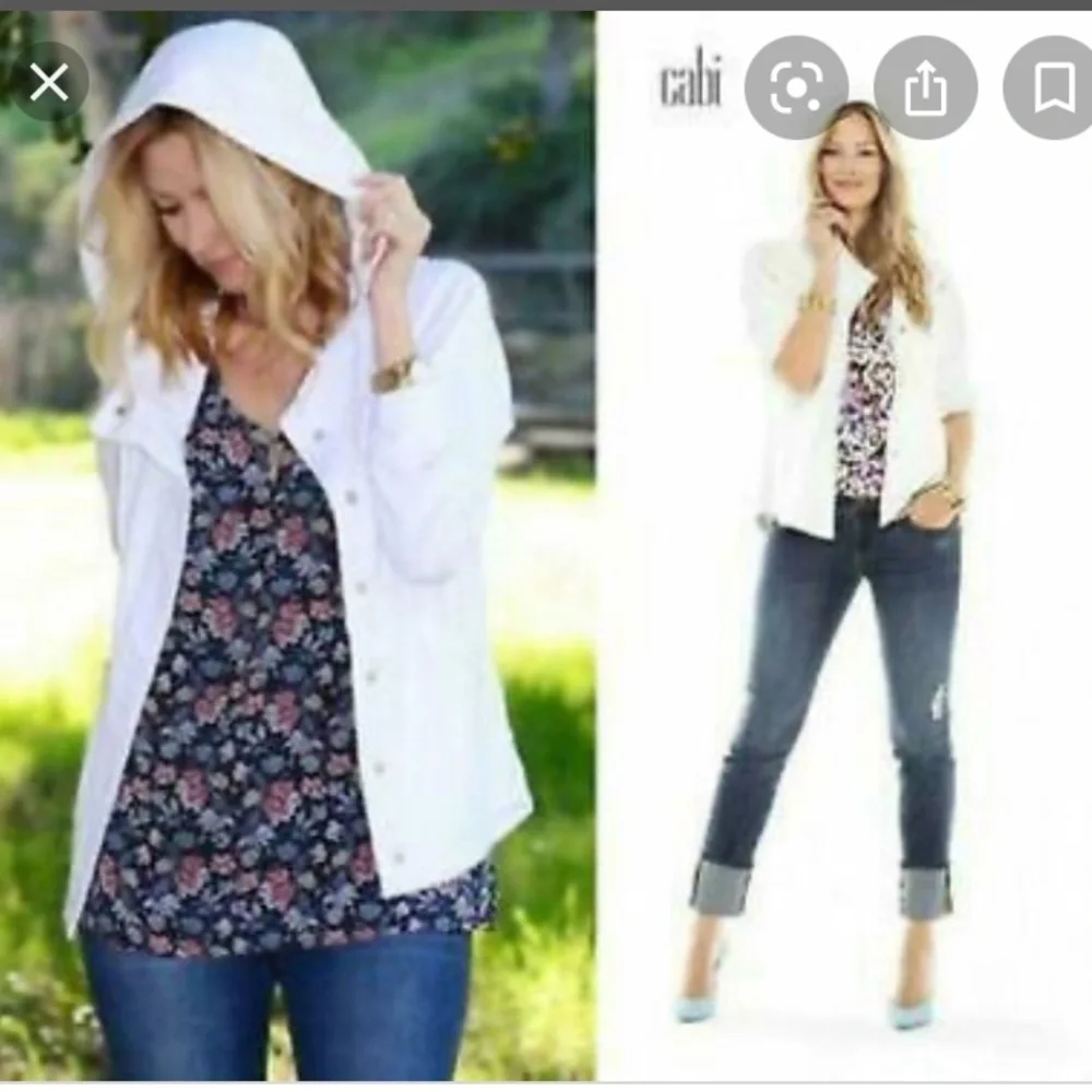 Cabi Size Small White Soho Hoodie Full Zip Hooded‎ Jacket Style 5152